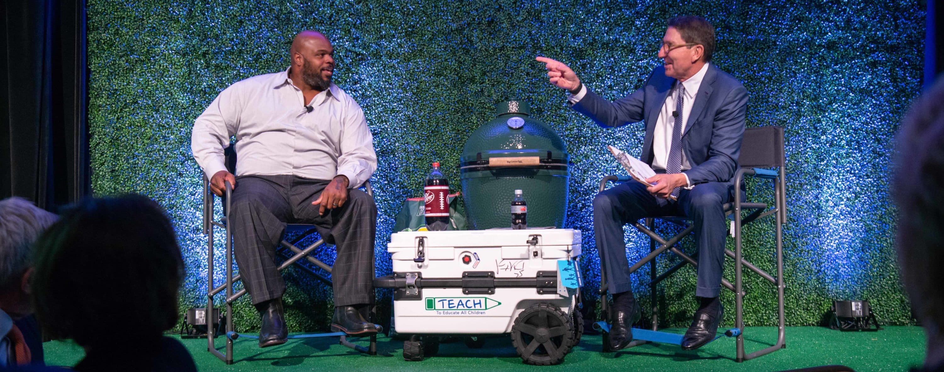 Touchdown for TEACH with Vince Wilfork and HEB’s Scott McClelland